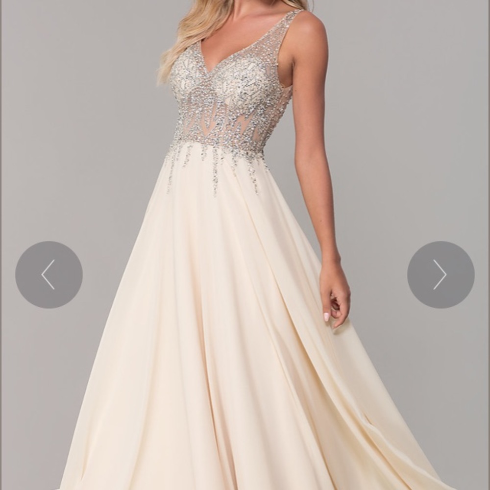 Champagne Beaded Prom Dress